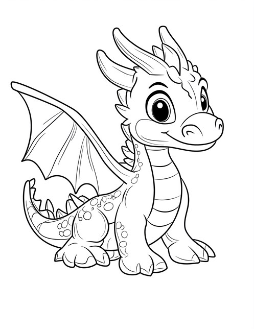 Cute baby dragon with big eyes and wings