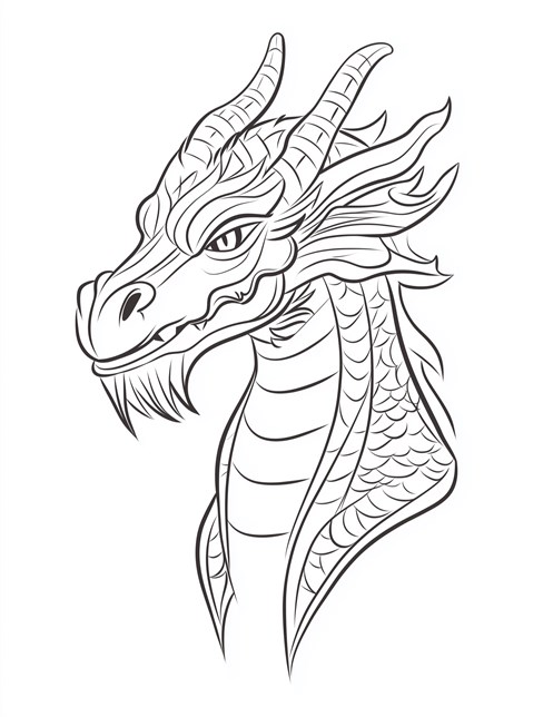 Fierce dragon head with sharp scales and intense eyes