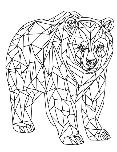 Geometric bear walking forward made of lots of shapes