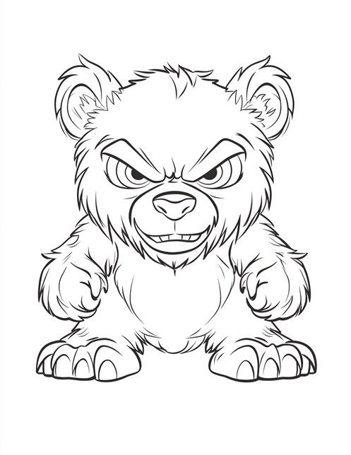 Angry bear standing ready to roar with fierce expression