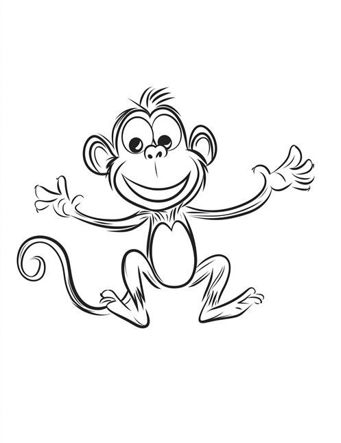 Happy monkey with arms wide open and big smile