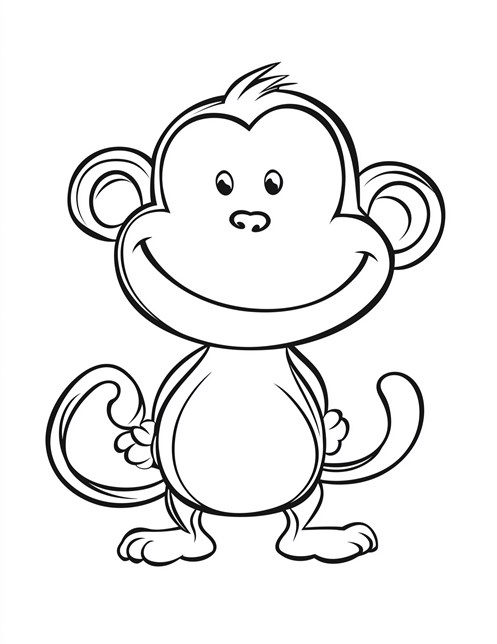 Happy monkey standing with big smile and curly tail