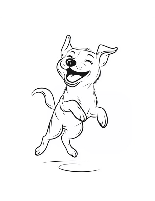 Excited puppy jumping with big smile and floppy ears