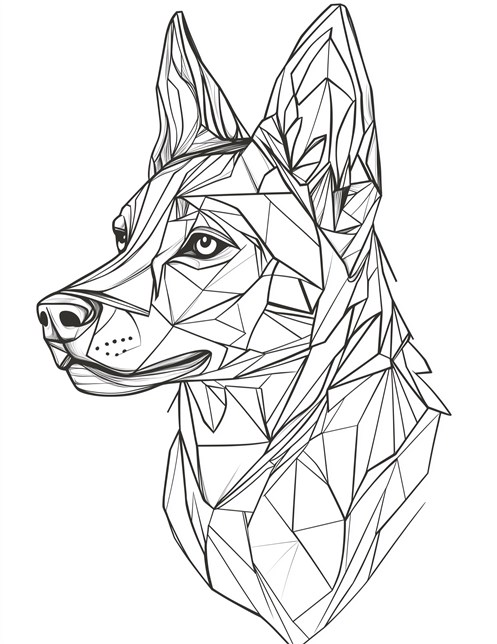 Geometric dog drawing with sharp angles and cool shapes