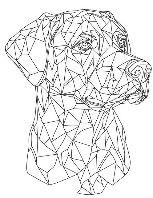 Geometric dog made of triangles and other shapes