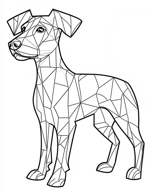 Geometric dog standing ready to be filled with colors