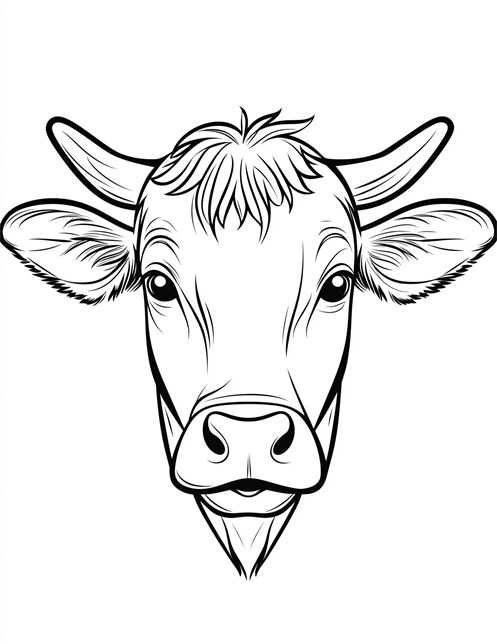 Cows face with big ears and short horns