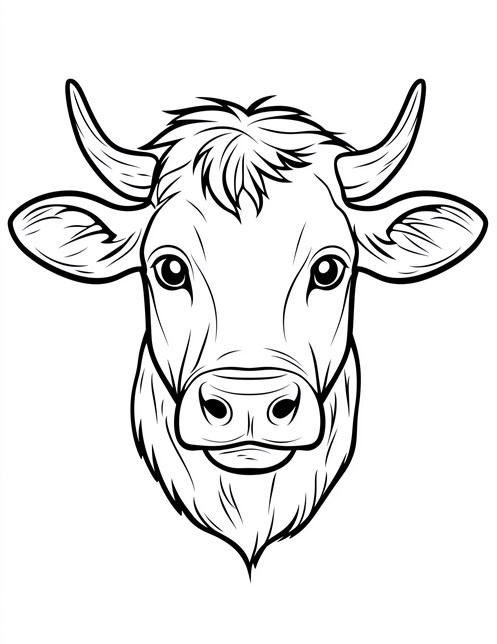 Cows head with big ears and short horns