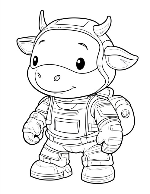 Cow astronaut ready for space adventure in cool spacesuit