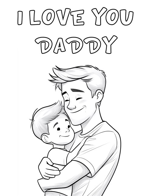 Dad hugging child with text saying I love you daddy