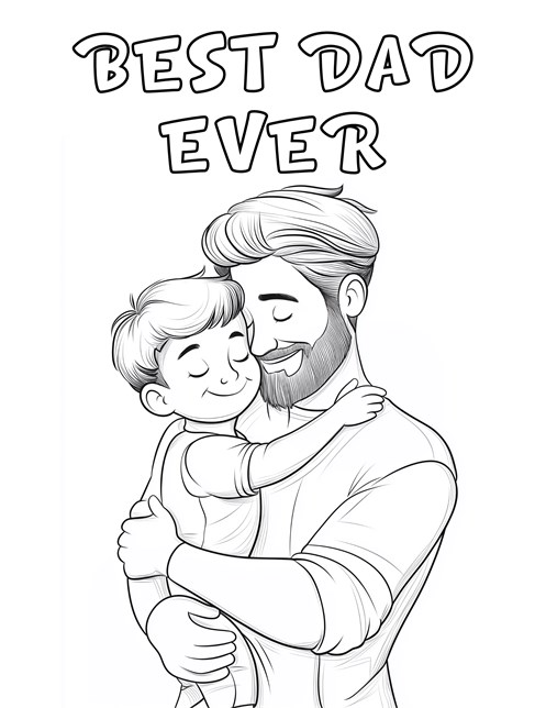 Dad hugging child with text saying best dad ever