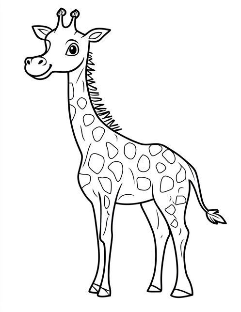 A tall smiling giraffe standing confidently with a playful look