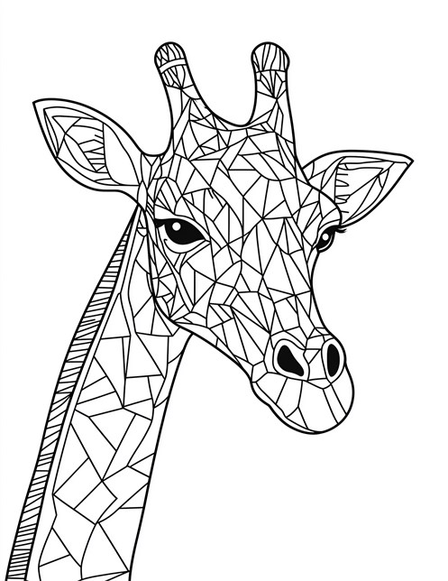 A giraffe made of geometric shapes