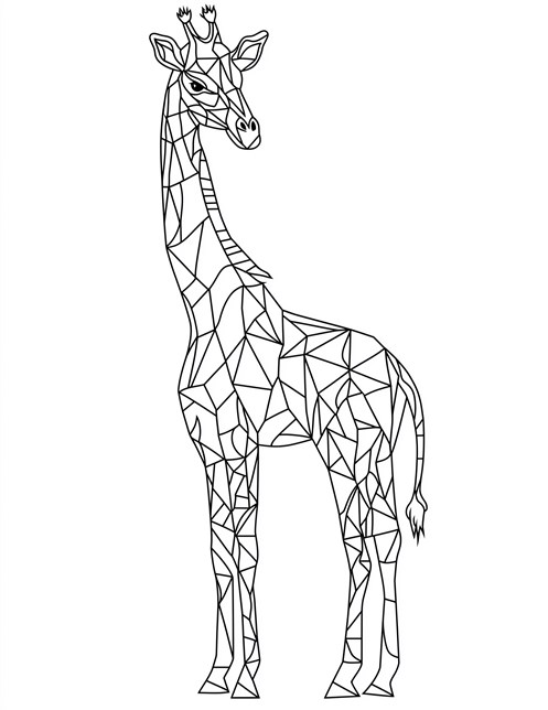 Giraffe with triangles standing tall with long neck and legs