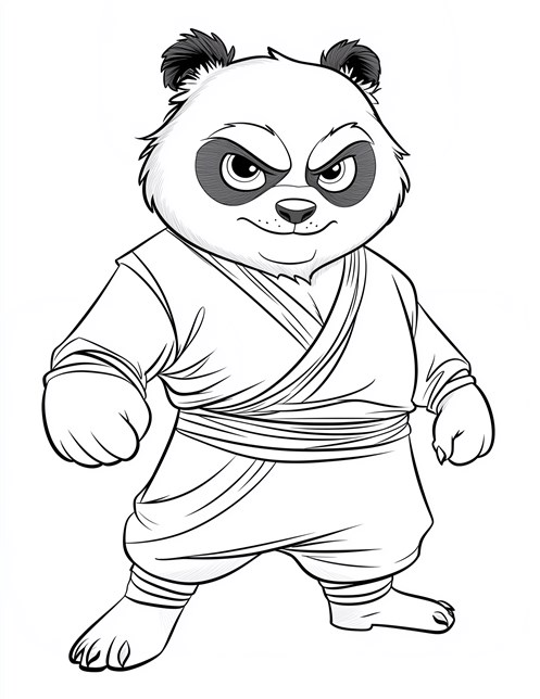 Panda in martial arts outfit with fierce determined expression