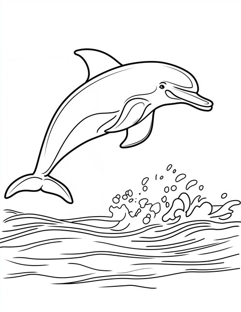 Single dolphin jumping out of water with splash