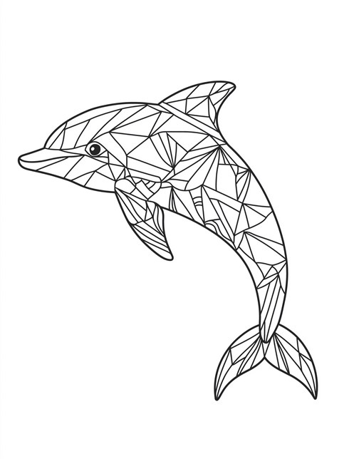 Geometric dolphin made of triangular patterns