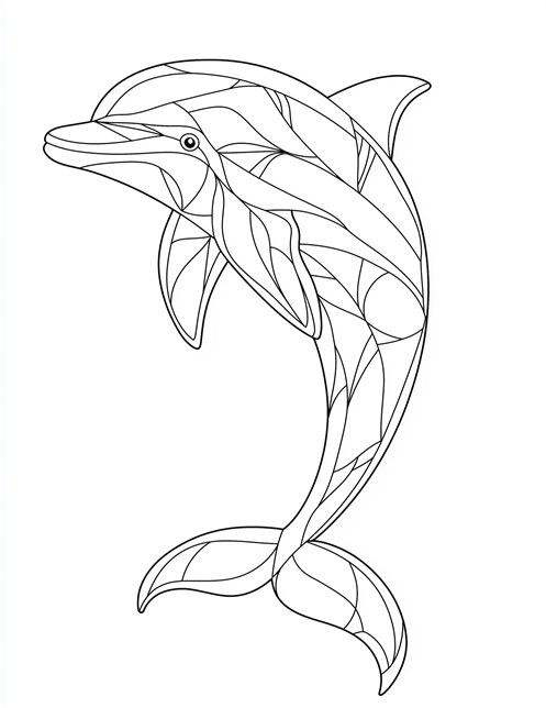 Dolphin made of curved geometric shapes