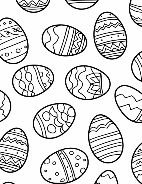 A bunch of decorated Easter eggs with different patterns and designs